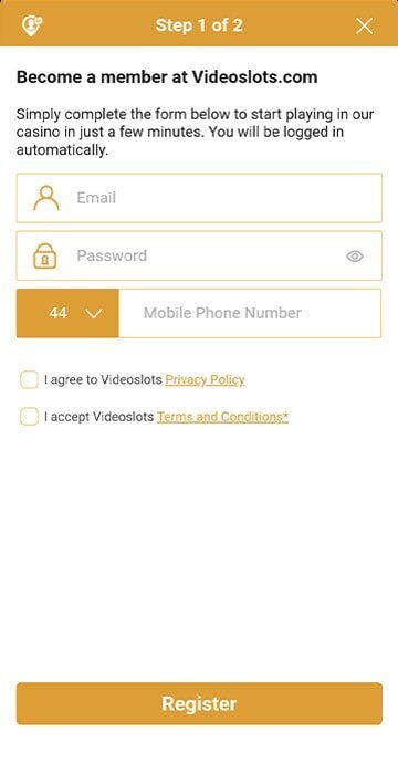 Screenshot that shows Videoslots Login