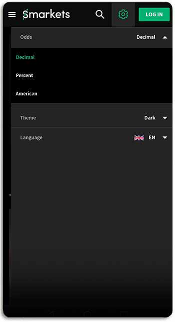 How to change decimal odds on Smarkets