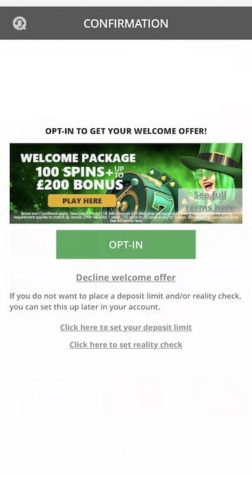 How to opt in for Luckster welcome bonus