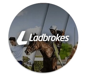 Ladbrokes Casino logo on a betting themed circle