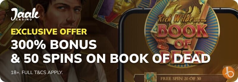 Jaak Casino bonus offer banner illustrated