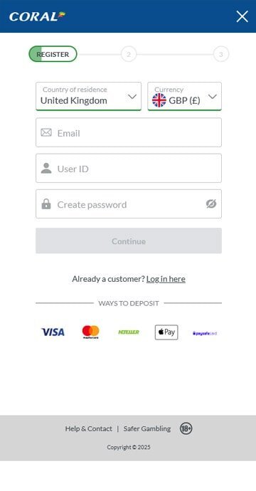 Where to enter the bonus code at Coral