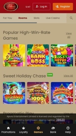 Villento Casino on mobile
