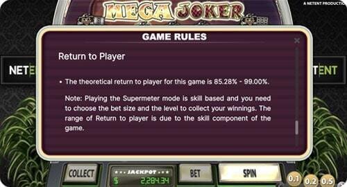 How to find Mega Joker slot RTP