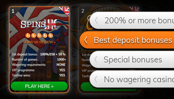 Find a great deposit bonus casino from our list
