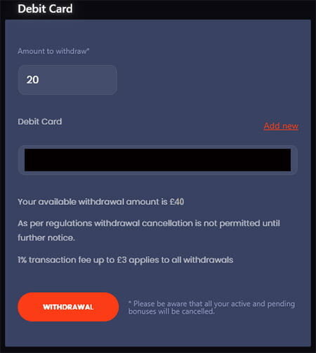 Withdrawal process at Betsuna