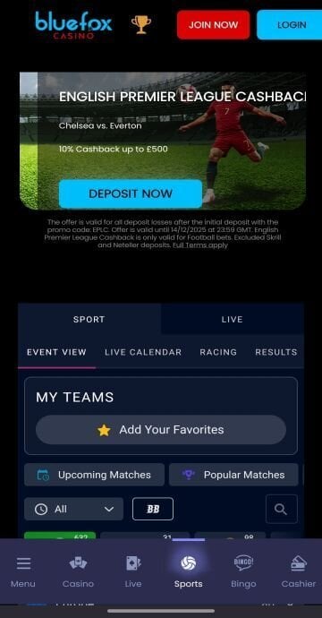 Bluefox Sports mobile