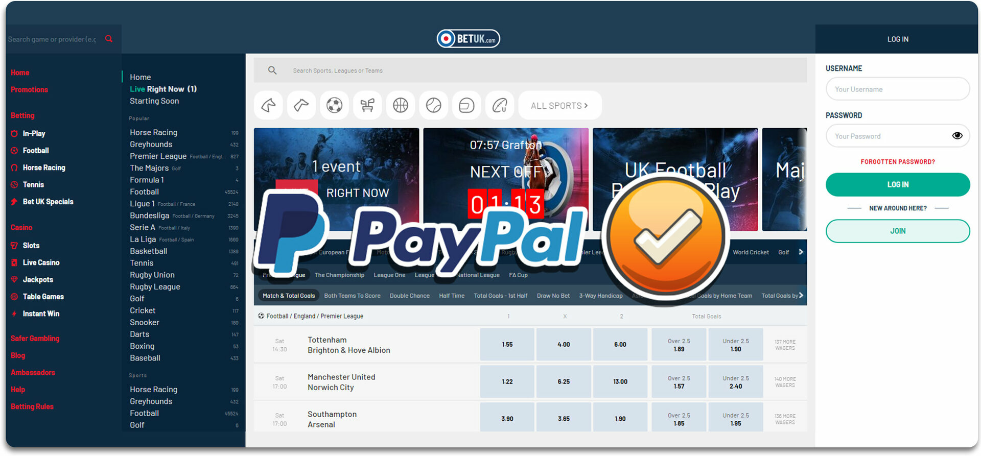 paypal betting sites bet uk