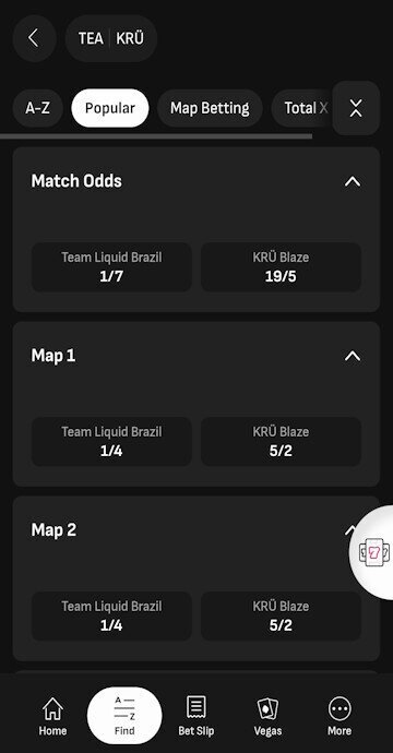LiveScore Bet sportsbook view showing today's Valorant matches