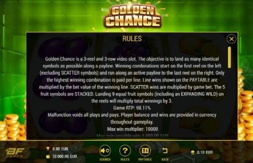 How to find Golden Chance slot RTP