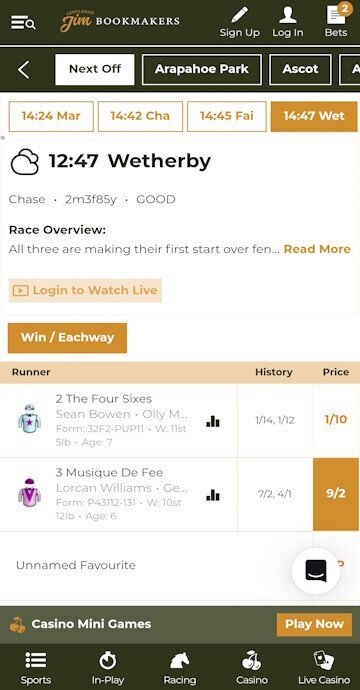  Place your horse racing bet