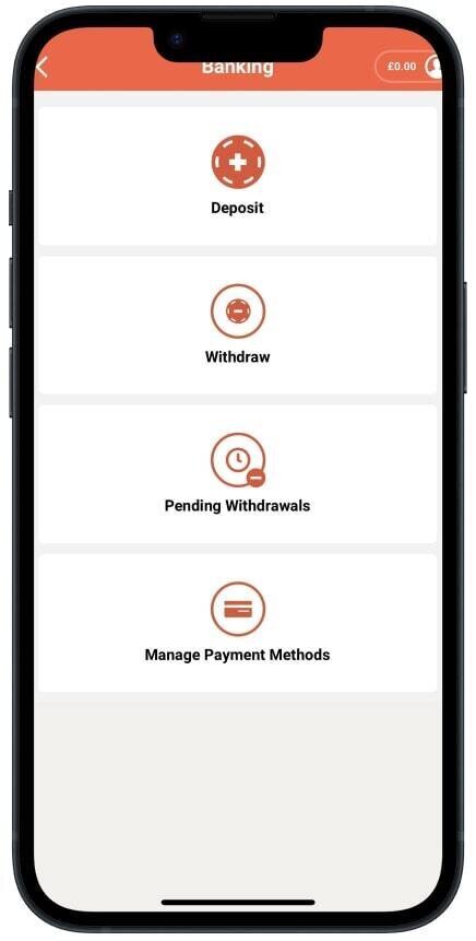 Deposits and withdrawals on UK casino app