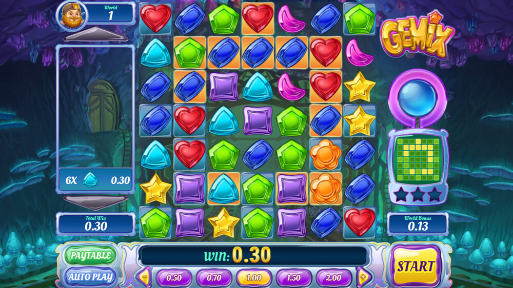 How Gemix slot by Playn Go looks