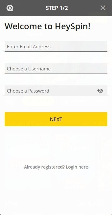 Log in to HeySpin casino