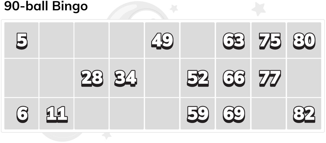 What a 90-ball bingo ticket looks like