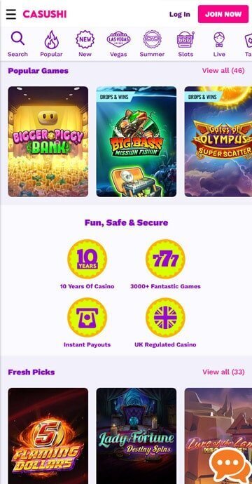 Casushi mobile casino