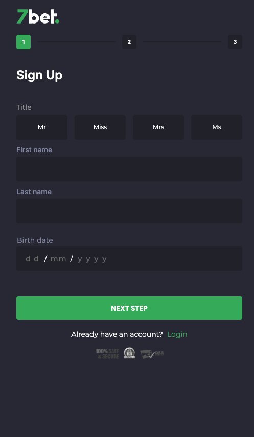 Create an account on 7Bet