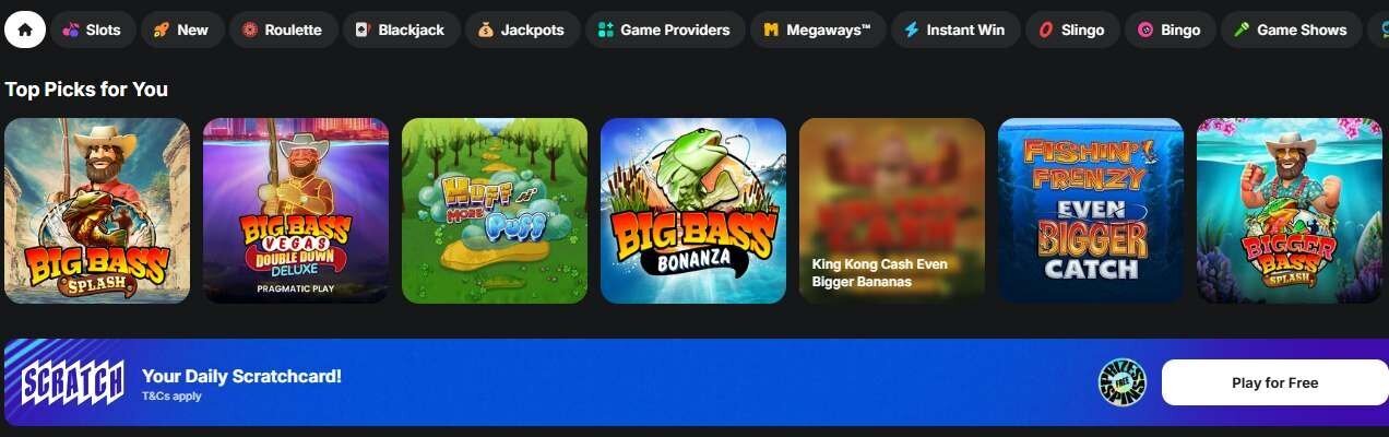 Midnite casino slots lobby