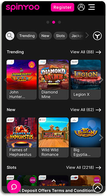 How Spinyoo mobile casino looks like