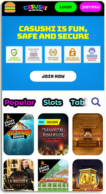 This is how Casushi online casino looks like