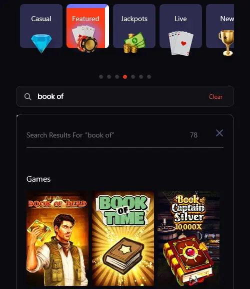 Game search tools at Betsuna