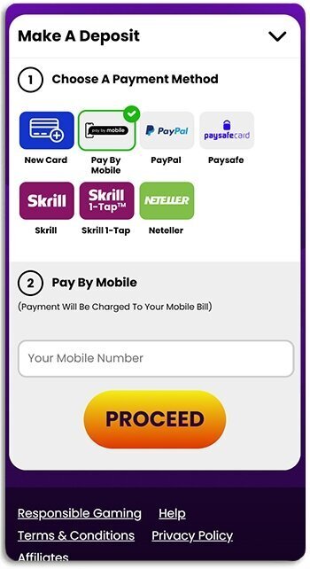 Choosing to pay by mobile at a UK bingo site